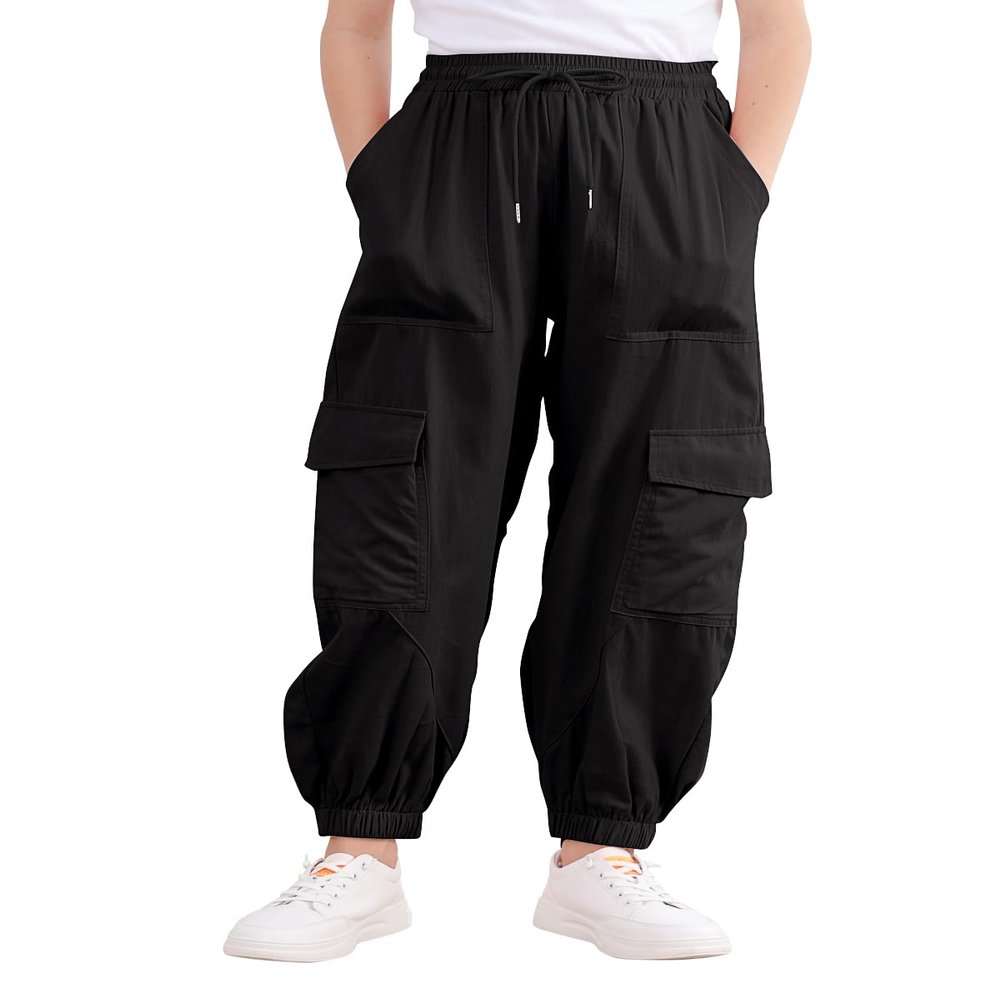 Girls Joggers Girls Cargo Pants Size 13-14 with Pockets Black Loose Cargo Jogger Long Pants