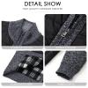 AKuVoL Men's Full Zip Cardigan Sweater Stand Collar Slim Fit Casual Knitted Sweater with 2 Front Pockets Dark Grey M view 3