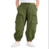 Kimoda Girls' Army Green Cargo Jogger Pants, Size 11-12, Elastic Waist, Pocket Side, Lightweight, Breathable, Casual view 1