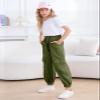 Kimoda Girls' Army Green Cargo Jogger Pants, Size 11-12, Elastic Waist, Pocket Side, Lightweight, Breathable, Casual view 4