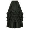 Wkishenl Women's Medieval Retro Steampunk Gothic Wrap Victorian Ruffle Layered Pleated Skirts Renaissance Cupcake Skirt Green view 1
