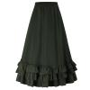 Wkishenl Women's Medieval Retro Steampunk Gothic Wrap Victorian Ruffle Layered Pleated Skirts Renaissance Cupcake Skirt Green view 2