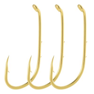 Dr.Fish 100 Pack Baitholder Hooks, Freshwater Fishing Hooks Gold, Offset, for Walleye Rigs, Crawler Harness, Trout/Bass/Crappie/Blugill/Panfish 3/0