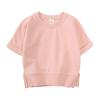 Toddler Kids Baby Boy Girl Short Set Solid Color Cotton Pullover Short Sleeve Sweatshirt T Shirt (Pink, 12-24 Months) view 2