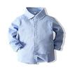 Toddler Blue Long Sleeve Dress Shirts Plaid Vest Check Pant with Bowtie Elegant Gentleman Outfits for Boys 2-3T view 4