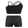 HULIJA Kids Girls Crop Tank Top with Booty Short 2 Piece Active Dance Outfits Gymnastics Dancing Clothes Black 6 Years view 1