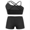 HULIJA Kids Girls Crop Tank Top with Booty Short 2 Piece Active Dance Outfits Gymnastics Dancing Clothes Black 6 Years view 2