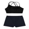 HULIJA Kids Girls Crop Tank Top with Booty Short 2 Piece Active Dance Outfits Gymnastics Dancing Clothes Black 6 Years view 4