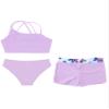 YONGHS Kids Girls Tankini Swimsuit Printed Swimwear Crop Tops with Briefs Boyshorts Set 3-Piece Bathing Suit Lavender C 14 Years view 4