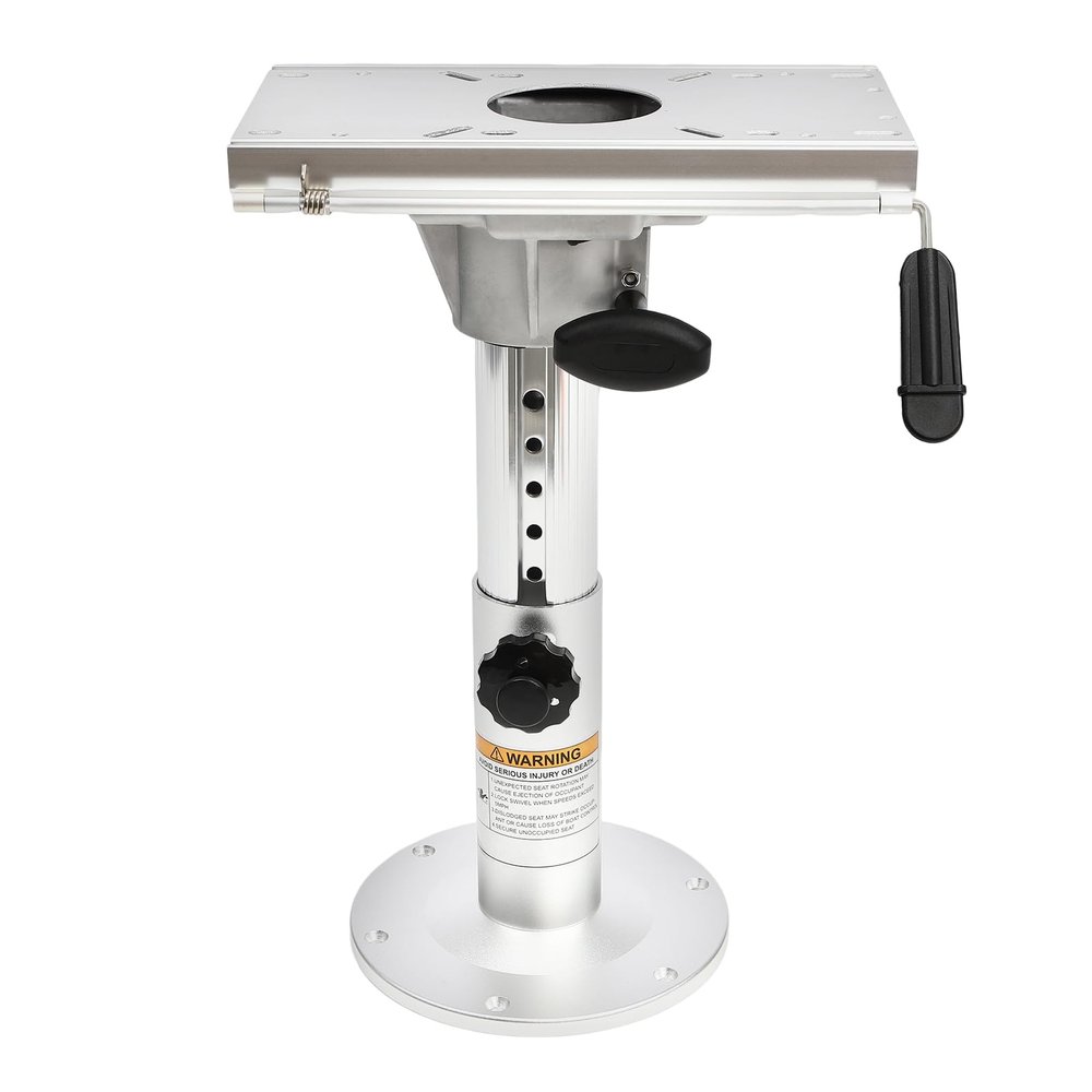 CheriMuMu Boat Seat Pedestal, Adjustable Height Locking Boat Seat Pedestal Boat Chair Base with Height Adjustable from 13 inches to 19 inches (Silver, Aluminum Alloy)