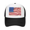 American Flag Baseball Cap for Men Women, Black Adjustable Trucker Hat, Outdoor Mesh Snapback Hat view 1