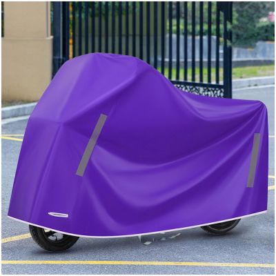 HYQHYX Bike Cover Motorcycle shelter Motorcycle rain Cover Sunscreen Sunshade Cover Cloth, Thick Oxford Cloth, Lock Night Reflective Belt(Color:Purple,Size:5XL)