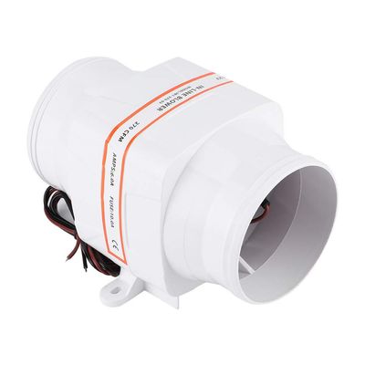12V DC Air Blower Fan, 4in 270CFM Bilge Air Blower InLine Marine DC Electric Fan Boat Accessory White