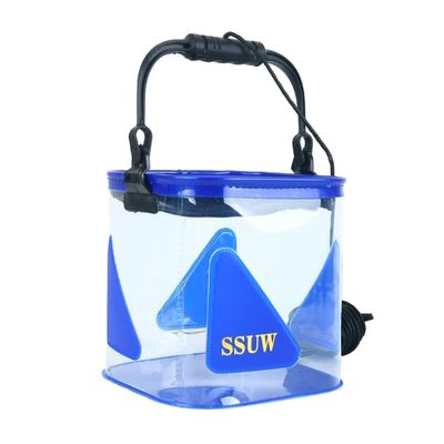 Portable Camping Fishing Bucket Fish Live Bait Water Container Collapsible Transparent Fishing Bucket Easy to Use Portable Fishing Bag for Travel Camping