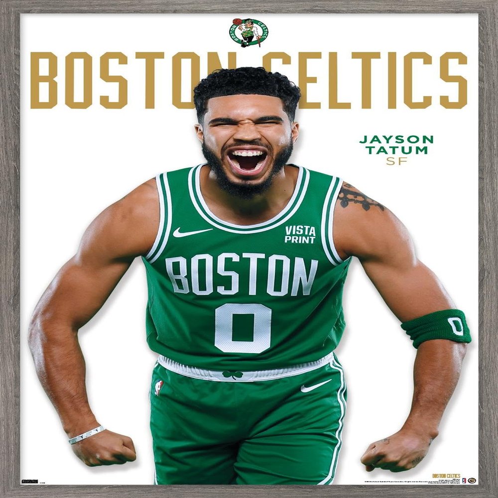 Trends International NBA Boston Celtics - Jayson Tatum Feature Series 23 Wall Poster, 34L x 22.4W, Barnwood Framed Version