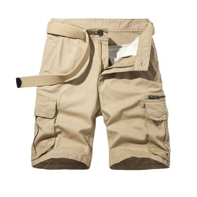 4 Way Stretch Shorts Men Men's Shorts Casual Stylish Waistband Multi Pockets Cargo Short Big and Tall Buckle Zipper Tooling Shorts Outdoor Shorts for Men 5 Inch Inseam Khaki M