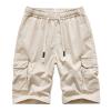 Mens Shorts Graphic Mens Big and Tall Shorts Stylish Cotton Multi Pockets Cargo Shorts Casual Drawstring Elastic Waist Tooling Shorts Linen Slim Shorts for Men 7 Inch Inseam White 2X view 1