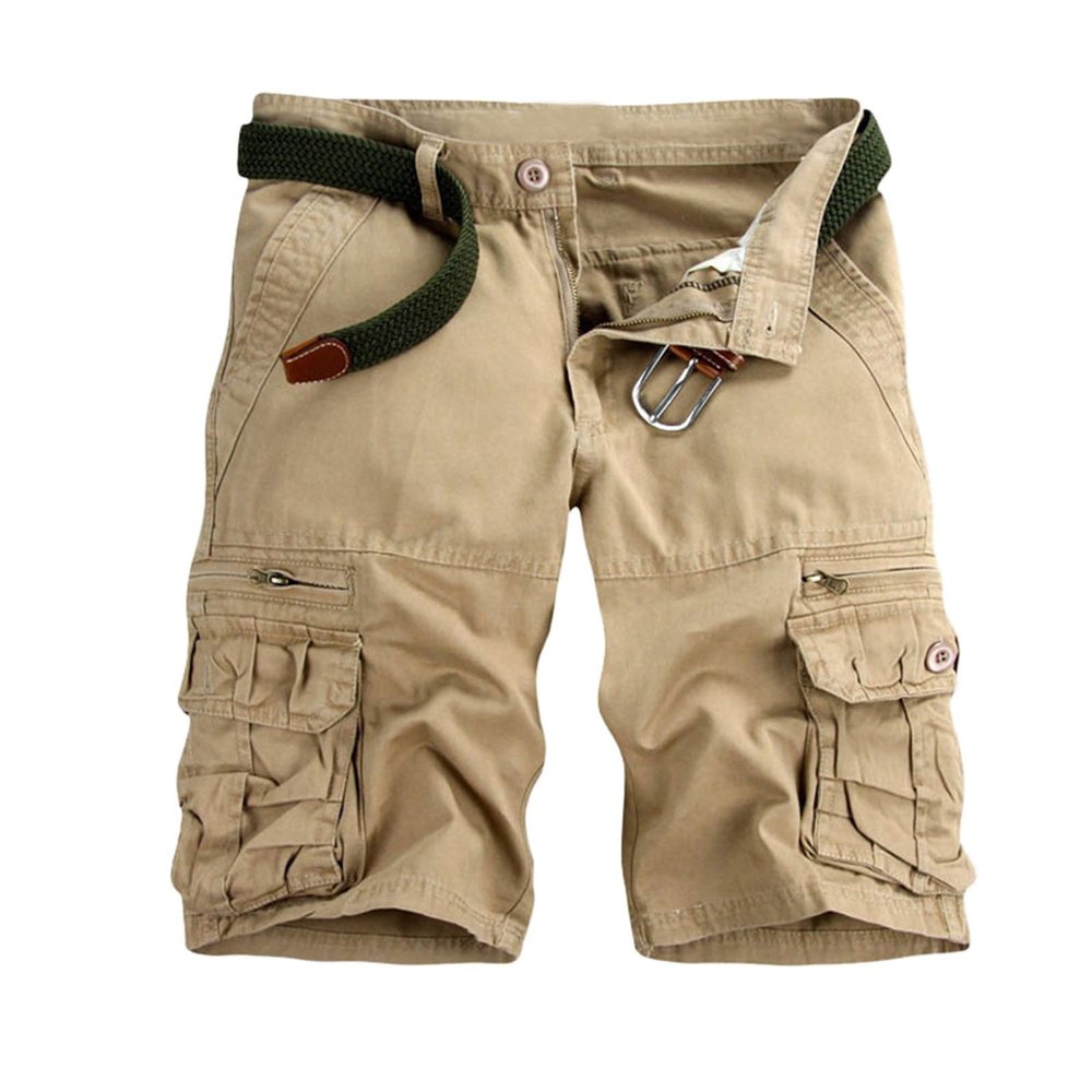 5 Inch Chino Shorts Men Athletic Shorts for Men 2023 Casual Solid Multi Pockets Cargo Shorts Buckle Zipper Outdoor Work Tooling Shorts Mens Khaki Linen Shorts 7 Inch Inseam Beige 4X