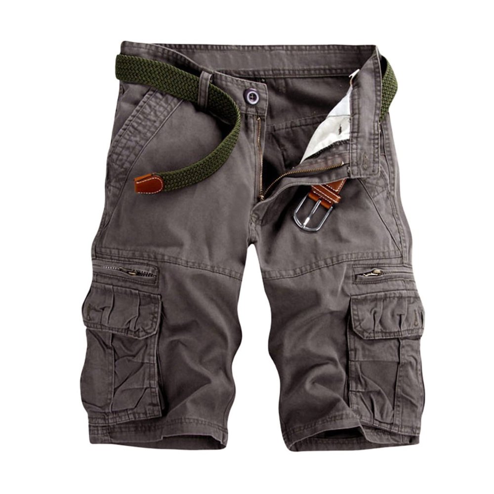 Muscularfit Flowy Summer Shorts Athletic Shorts for Men 2023 Casual Solid Multi Pockets Cargo Shorts Buckle Zipper Outdoor Work Tooling Shorts 6 Inch Inseam Shorts Men Casual Gray M