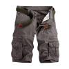 Muscularfit Flowy Summer Shorts Athletic Shorts for Men 2023 Casual Solid Multi Pockets Cargo Shorts Buckle Zipper Outdoor Work Tooling Shorts 6 Inch Inseam Shorts Men Casual Gray M view 1