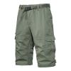 Mens Short Swim Shorts Men's Cargo Shorts Classic Fit Cotton Elastic Waist Tooling Shorts Multi Pocket Solid Work Utility Shorts Outdoor 4 Inch Inseam Linen Shorts Men Army Green 5X view 2