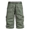 Mens Short Swim Shorts Men's Cargo Shorts Classic Fit Cotton Elastic Waist Tooling Shorts Multi Pocket Solid Work Utility Shorts Outdoor 4 Inch Inseam Linen Shorts Men Army Green 5X view 3