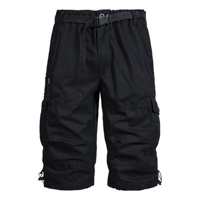 Shorts for Boys 14-16 Men's Cargo Shorts Classic Fit Cotton Elastic Waist Tooling Shorts Multi Pocket Solid Work Utility Shorts Outdoor Cargo Shorts for Men Relaxed Fit Black Black 5X