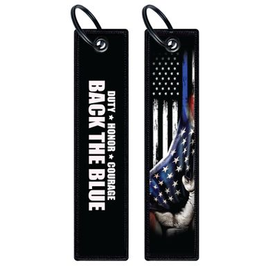 Patriotic Jet Tag Key Tag for attachment to keys, bags, Luggage and more. Made of Nylon Set of 2 (Back_Blue Ktag)