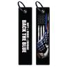 Patriotic Jet Tag Key Tag for attachment to keys, bags, Luggage and more. Made of Nylon Set of 2 (Back_Blue Ktag) view 1