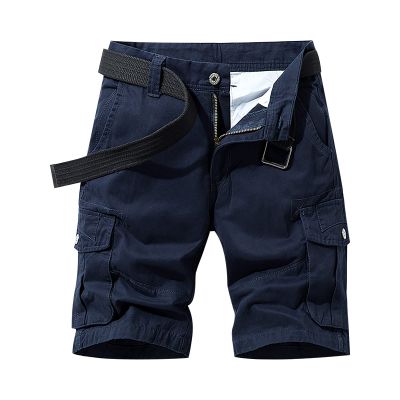 Brown Jean Shorts Mens Summer Shorts Waistband Buckle Zipper Multi Pockets Cargo Shorts Casual Cotton Solid Tooling Shorts Outdoor Shorts for Men Summer Dark Blue XL