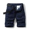 Brown Jean Shorts Mens Summer Shorts Waistband Buckle Zipper Multi Pockets Cargo Shorts Casual Cotton Solid Tooling Shorts Outdoor Shorts for Men Summer Dark Blue XL view 2