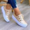 Slip On Sneakers Women White Leather Women Fashion Sneakers Breathable Casual Comfortable Lightweight Walking Shoes Lace Up Low Top Slip On Platform Flats Loafers view 2
