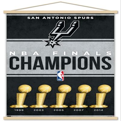 Trends International NBA San Antonio Spurs - Champions 23 Wall Poster, 22.37" x 34.00", Premium Print and Beechwood Hanger Bundle