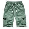 Big and Tall Workout Shorts For Men Gym Shorts Men 2023 Stylish Drawstring Elastic Waist Multi Pockets Cargo Shorts Classic Fit Solid Utility Shorts 6 Inch Inseam Shorts Men Linen Green XL view 1