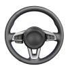 Black Leather Car Steering Wheel Cover for Mazda MX5 MX-5 2016 2017 2018 2019 2020 Hand-Stitched Car Steering Wheel Cover view 1