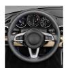 Black Leather Car Steering Wheel Cover for Mazda MX5 MX-5 2016 2017 2018 2019 2020 Hand-Stitched Car Steering Wheel Cover view 2