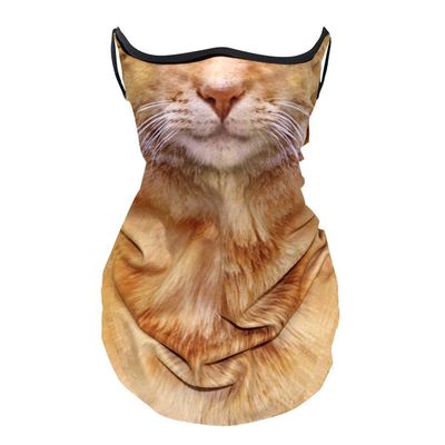 Cute Sun Mask For Cat Riding Ear Windproof Sand Ice Silk Mask Lmitation Dog Mask Mask Face Mask Face Towel Hiking Face Towel For Men & Women Neck Gator Masks (Orange Cat)