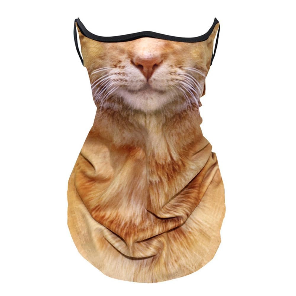 Cute Sun Mask For Cat Riding Ear Windproof Sand Ice Silk Mask Lmitation Dog Mask Mask Face Mask Face Towel Hiking Face Towel For Men & Women Neck Gator Masks (Orange Cat)