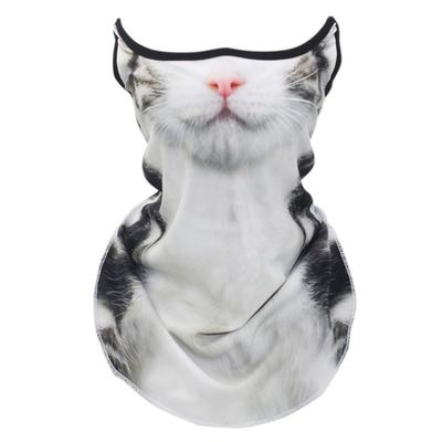 Cute Sun Mask For Cat Riding Ear Windproof Sand Ice Silk Mask Lmitation Dog Mask Mask Face Mask Face Towel Hiking Face Towel For Men & Women Neck Gator Masks (White Cheese Cat)
