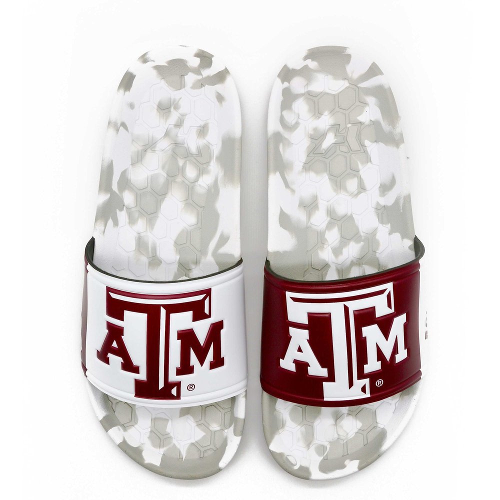 Hype Co NCAA Team Graphic and Color Unisex Quick Dry Slydr Sandal, Texas A&M Aggies, 11 Women/9 Men