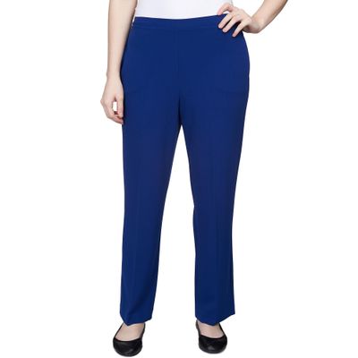 Alfred Dunner Women's Scuba Crepe Stretch Fit Short Length Pant Size S Royal Blue
