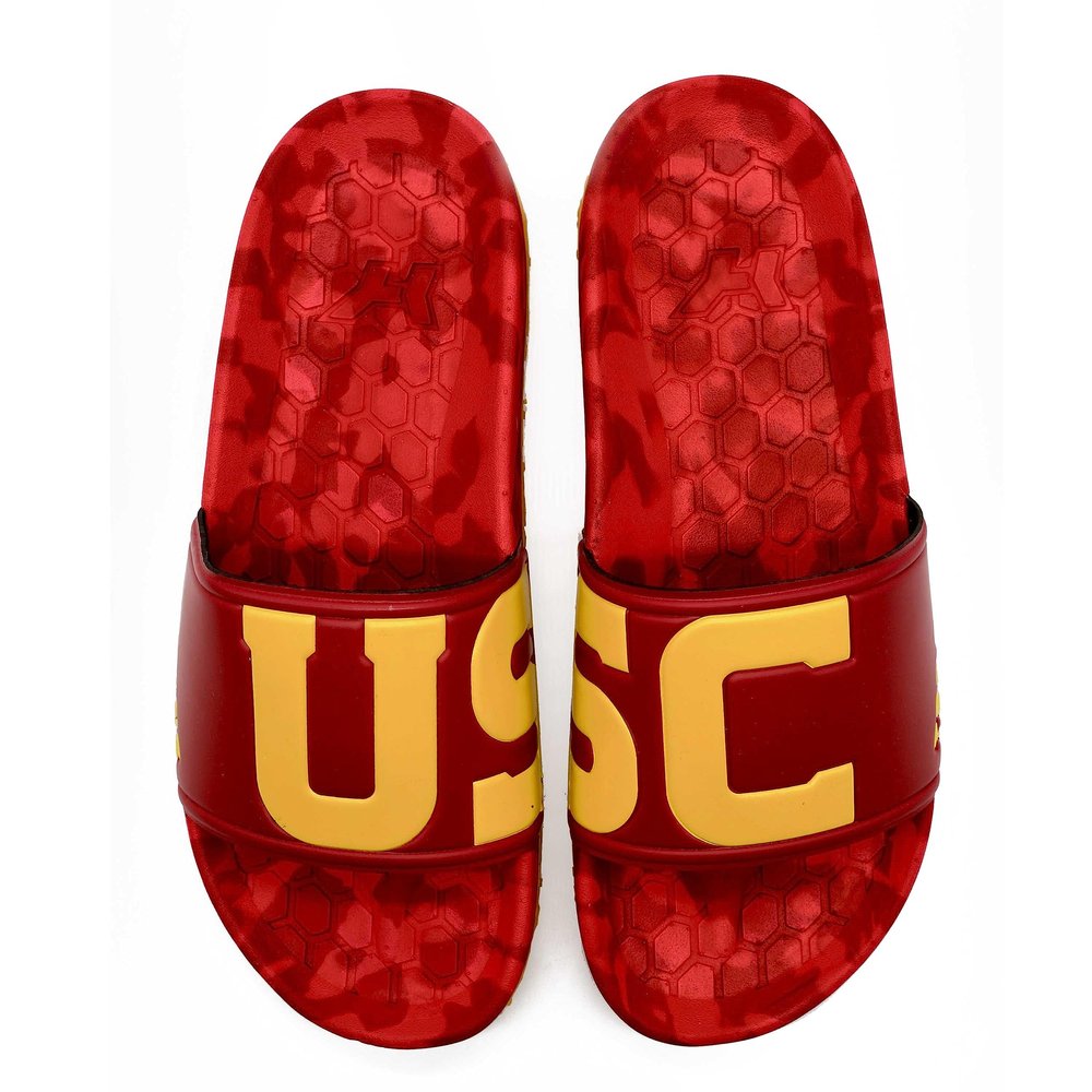 Hype NCAA Team Graphic and Color Unisex Quick Dry Slydr Sandal, USC Trojans, 9 Women/ 7 Men