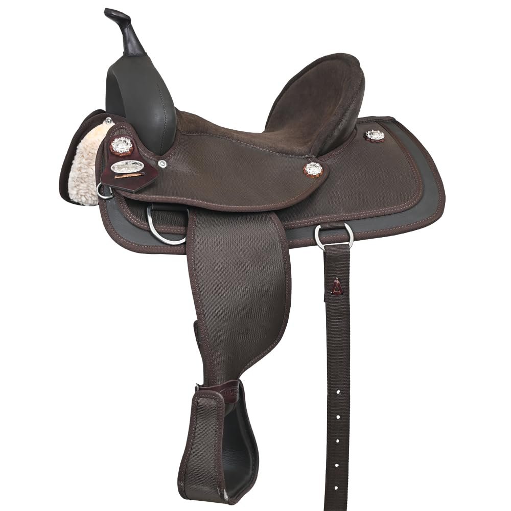 HILASON 15 in Horse Barrel Trail Pleasure Endurance Synthetic Saddle Brown