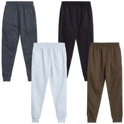 Quad Seven Boys Sweatpants - 4 Pack Soft Active Fleece Boys Joggers - Performance Athletic Pants for Kids with Pockets (4-18), Size 8-10, Black/Heather Grey/Olive/Charcoal