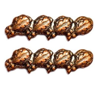 Ribbon Attachments, Four Bronze Oakleaf Mounted on a Bar, No Prong, 2pcs