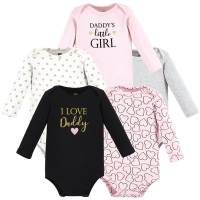 Hudson Baby Unisex Baby Cotton Long-Sleeve Bodysuits, Girl Daddy, Newborn