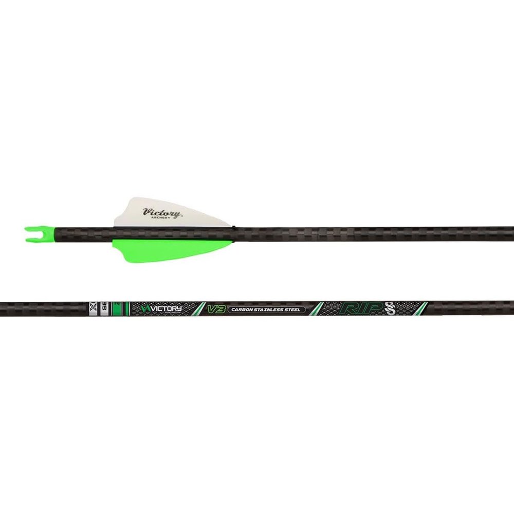 Victory Archery RIP SS 0.204" Small Diameter Hunting Arrow (Spine: 250, 6 Pack Fletched, Straightness  0.003 - Gamer - Green)