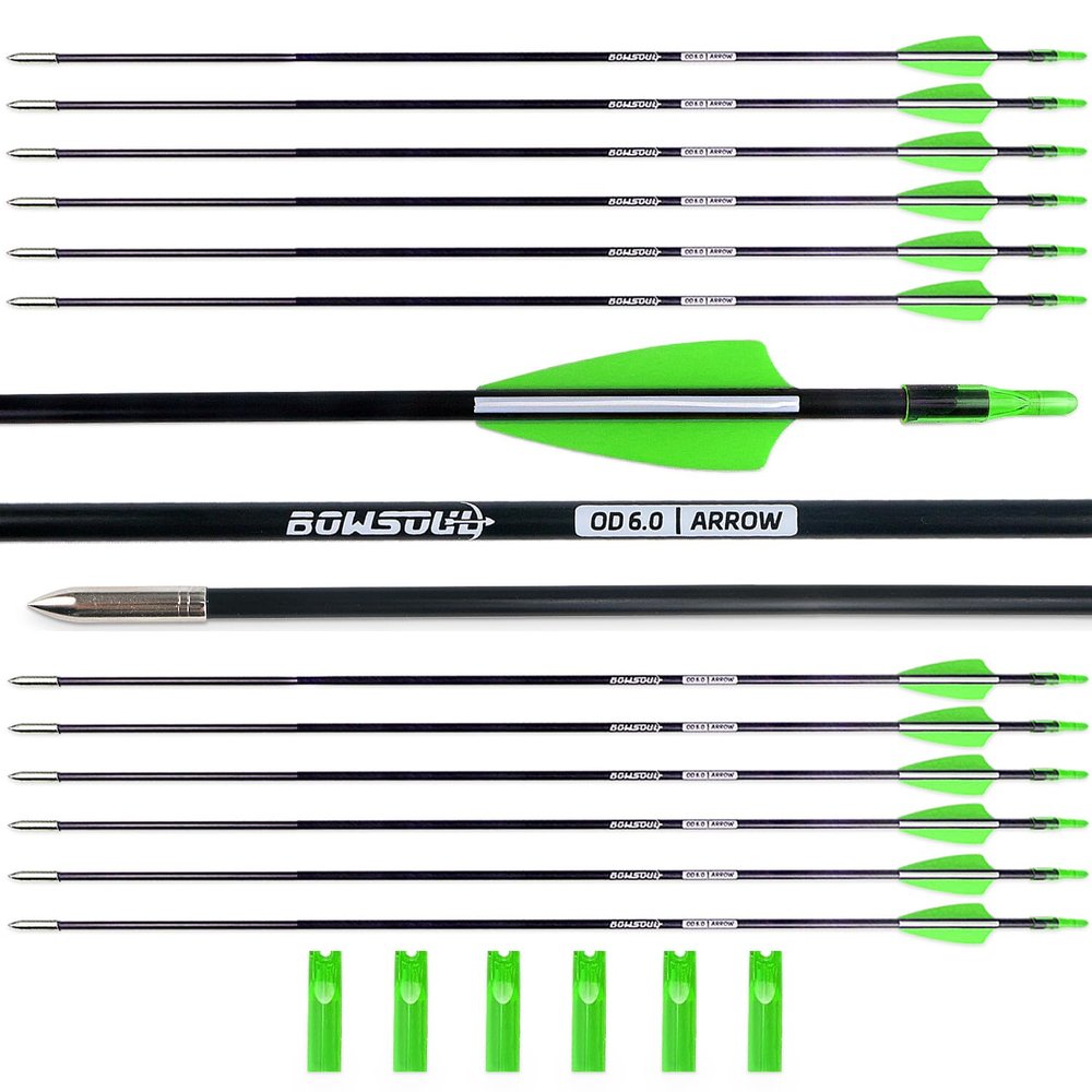 BOWSOUL 31 Archery Arrows Training Practice Target Arrows for Kids Youth or Beginners Streamlined Points Durable Shaft on Recurve Bows Youth Bow and Longbows(Pack of 12)
