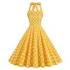 50s 60s Polka Dot Dress for Women 1950s Vintage Dress Retro Cocktail Halter Dresses High Waisted Bandage Belted Pockets Rockabilly Casual Beach Swing A Line Dress Halloween Christmas Outfit Yellow S view 1