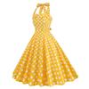 50s 60s Polka Dot Dress for Women 1950s Vintage Dress Retro Cocktail Halter Dresses High Waisted Bandage Belted Pockets Rockabilly Casual Beach Swing A Line Dress Halloween Christmas Outfit Yellow S view 2